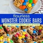 Flourless Monster Cookie Bars Recipe Pinterest Collage
