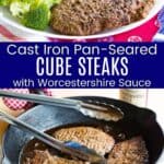 Collage Pinterest de Cube Steaks à la sauce Worcestershire