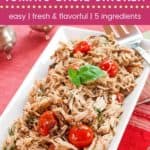 Slow Cooker Chicken Recipe with Tomatoes and Basil Pin Template Dark
