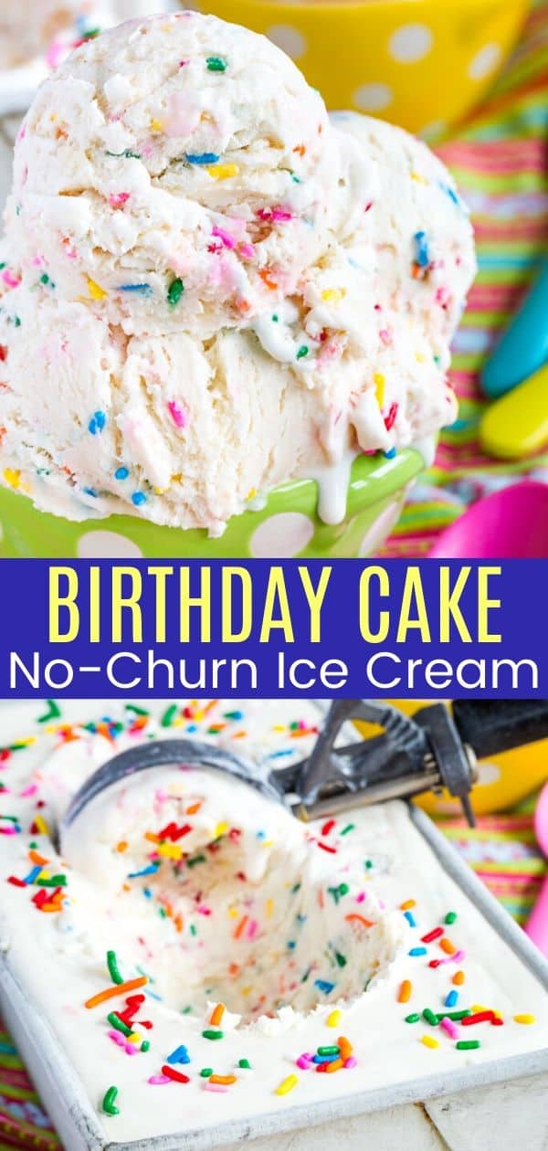 NoChurn Birthday Cake Ice Cream Recipe 6 ingredients, no cake mix!