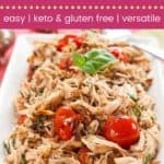 Crockpot Chicken with Tomatoes and Basil Pin Template Dark