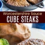 Worcestershire Sauce Cast Iron Pan Seared Cube Steaks Pinterest Collage