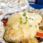 Cheesy Maple Dijon Chicken Grill or Over Foil Packs Recipe Image with title