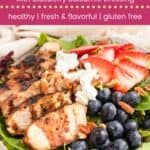 Mixed berry and Goat Cheese Grilled Chicken Salad Pin Template Dark
