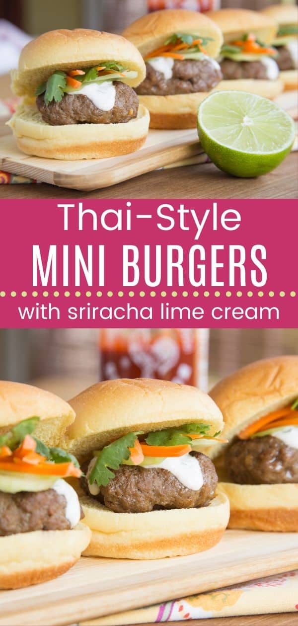 Thai Sliders with Sriracha Lime Cream Cupcakes & Kale Chips