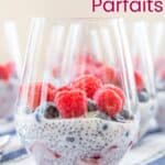Mixed Berry Coconut Chia Pudding Parfaits Recipe image with title