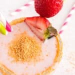 Strawberry Cheesecake Smoothie recipe image with title text