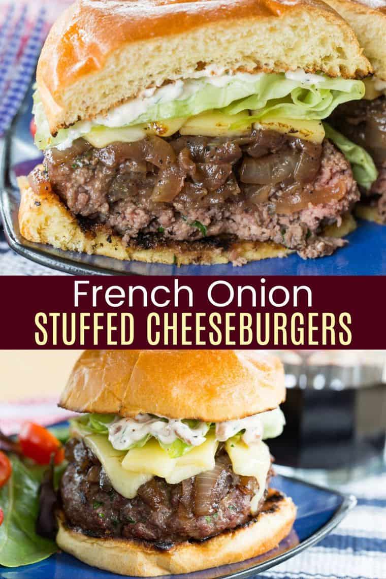 French Onion Stuffed Burgers au Gratin Cupcakes & Kale Chips