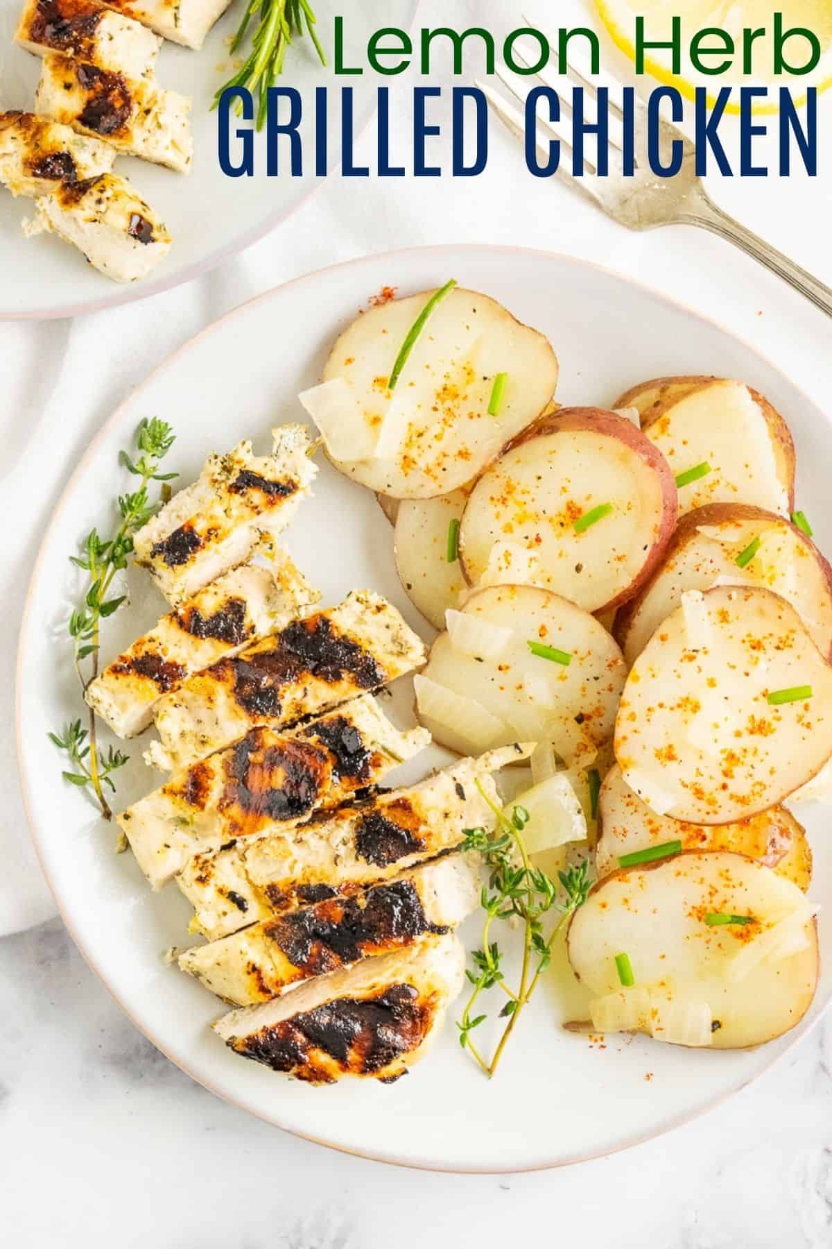 Lemon Herb Grilled Chicken Breasts Recipe Image with title