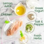 Lemon Herb Grilled Chicken Recipe Ingredients labeled