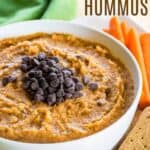 Chocolate Chip Pumpkin Hummus recipe image with title
