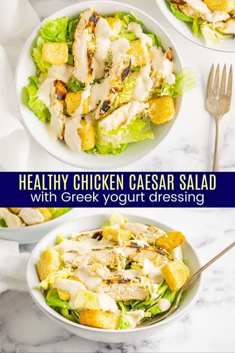 Healthy Chicken Caesar Salad & Easy Dressing - Cupcakes & Kale Chips