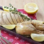 Lemon Herb Slow Cooker Roast Chicken Recipe Image with title