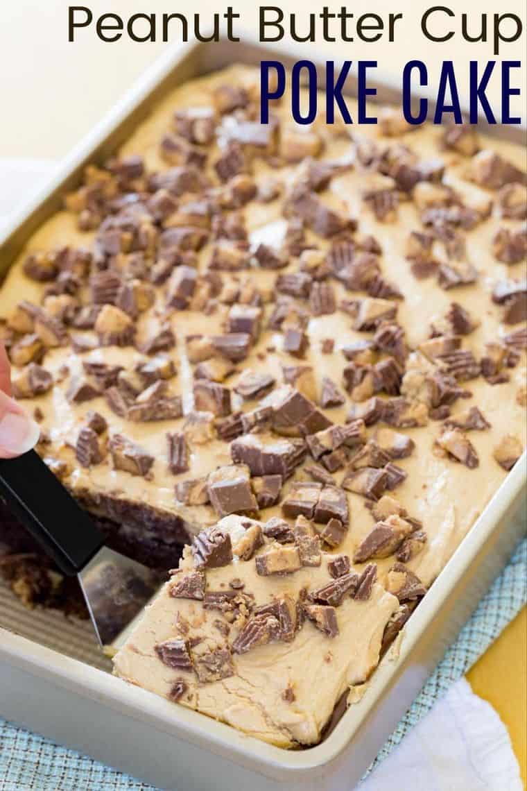 Reese's Poke Cake Recipe the best chocolate and peanut butter dessert!