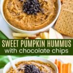 Sweet Pumpkin Hummus with Chocolate Chips Pinterest Collage