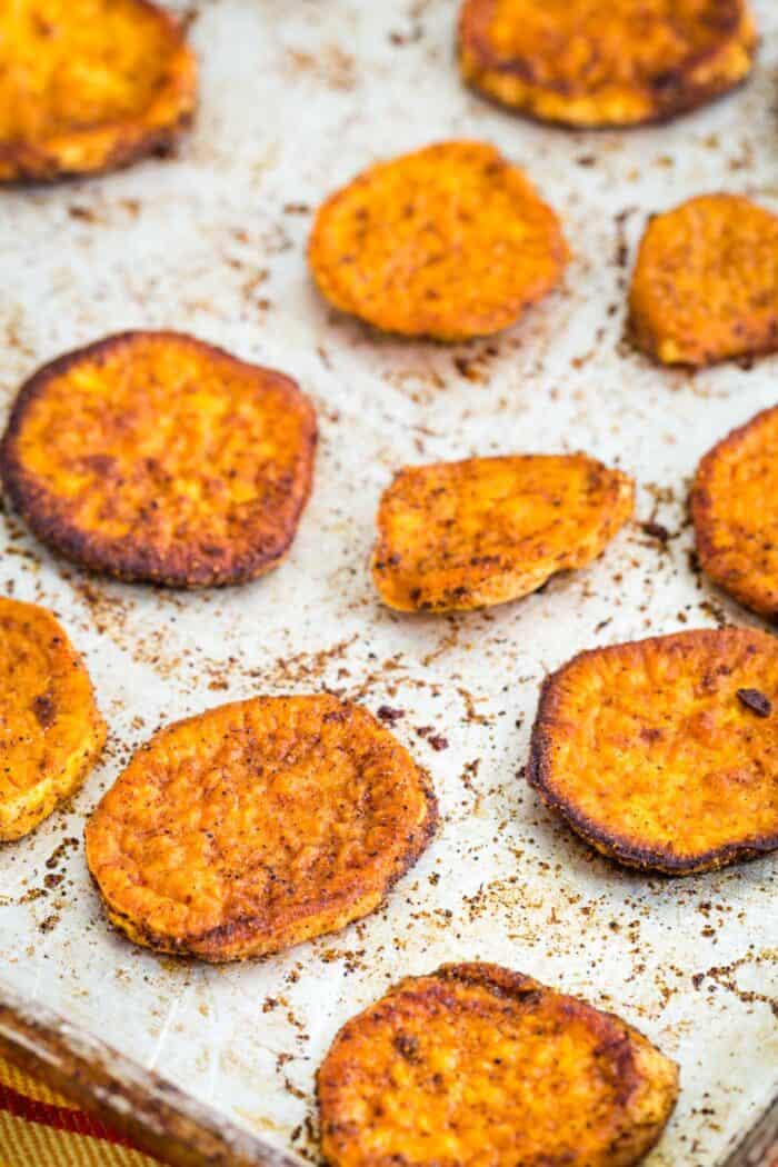 Chili Lime Oven Roasted Sweet Potato Slices - Cupcakes & Kale Chips