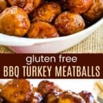 Gluten Free BBQ Turkey Meatballs Pinterest Collage