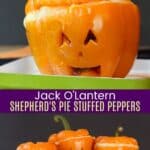 Halloween Jack O'Lantern Stuffed Peppers Pinterest Collage