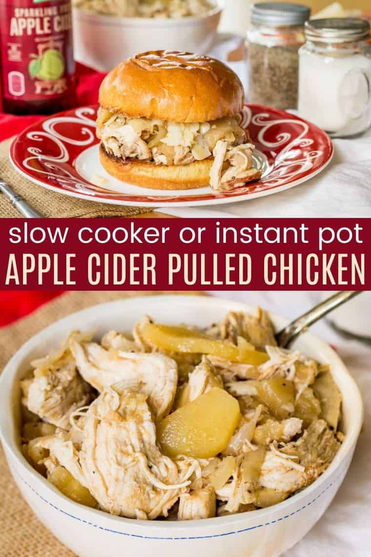 Apple Cider Chicken Sandwiches Crockpot or Instant Pot Recipe!