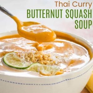Thai Curry Butternut Squash Soup square featured image with title