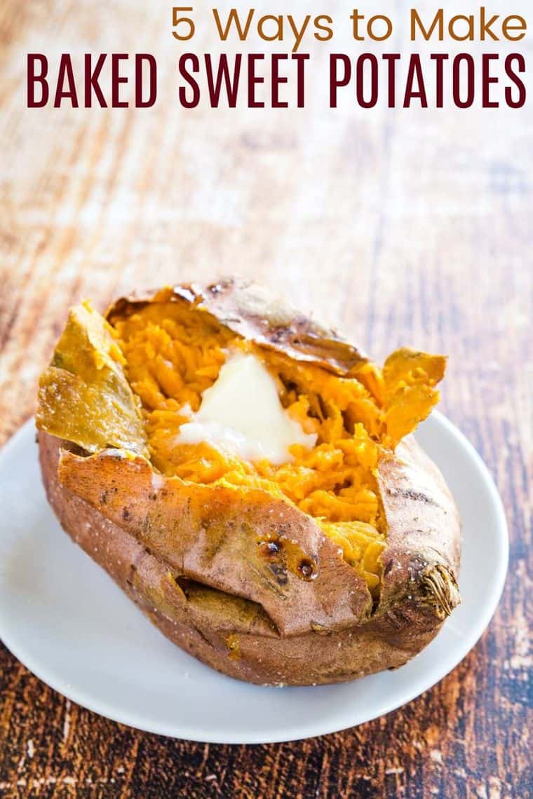 5 Ways to Make Baked Sweet Potatoes image with title