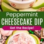 Peppermint Cheesecake Dip in a bowl in the center of a platter of cookies