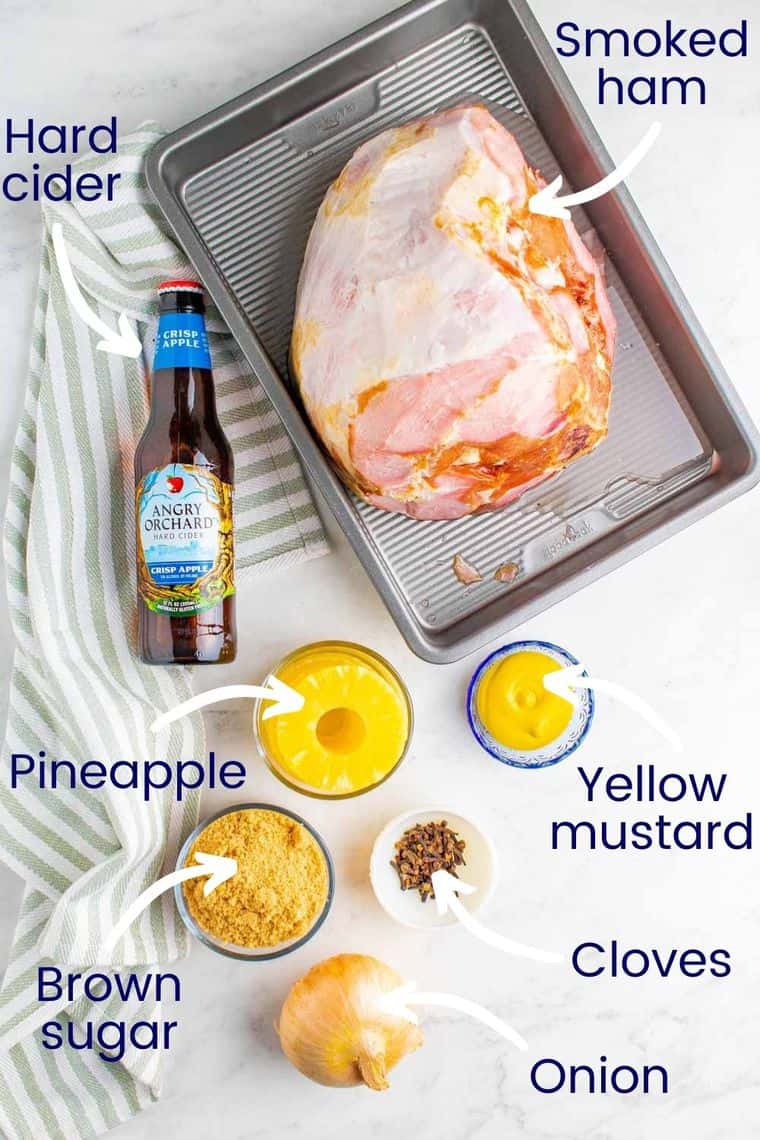 Ingredients used to make the glazed ham