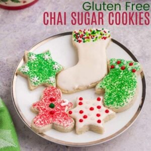 Small white plate with gluten free Chai sugar cookies