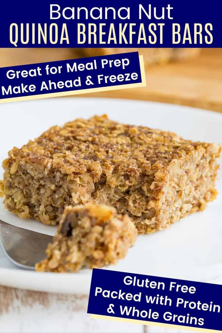 Healthy Banana Breakfast Bars Recipe made with quinoa & oatmeal!