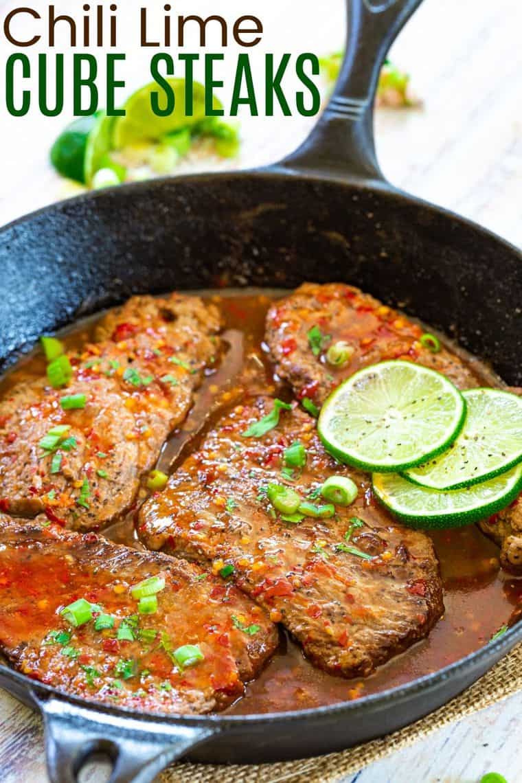 Chili Lime Cube Steaks - easy & healthy dinner recipe without flour!