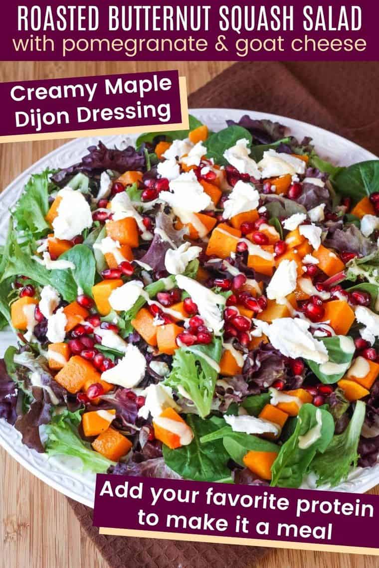 Roasted Butternut Squash Salad with Pomegranate & Goat Cheese