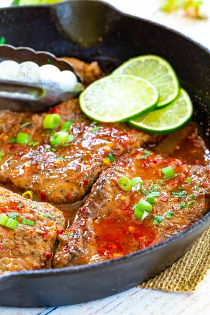 Chili Lime Cube Steaks easy & healthy dinner recipe without flour!