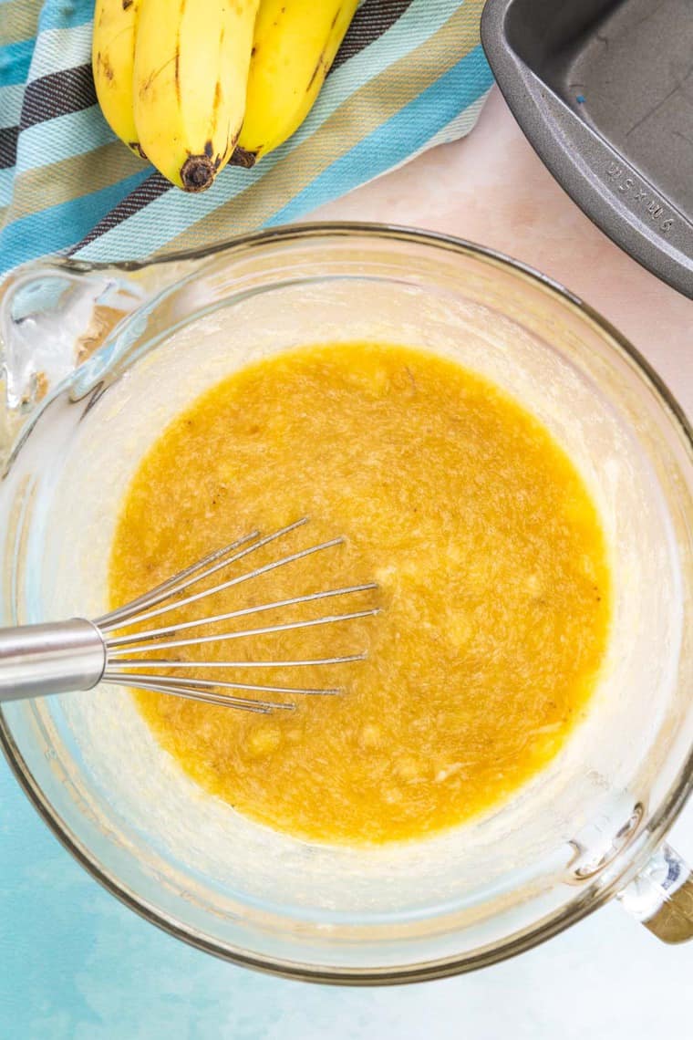 Wet ingredients after they have been whisked together
