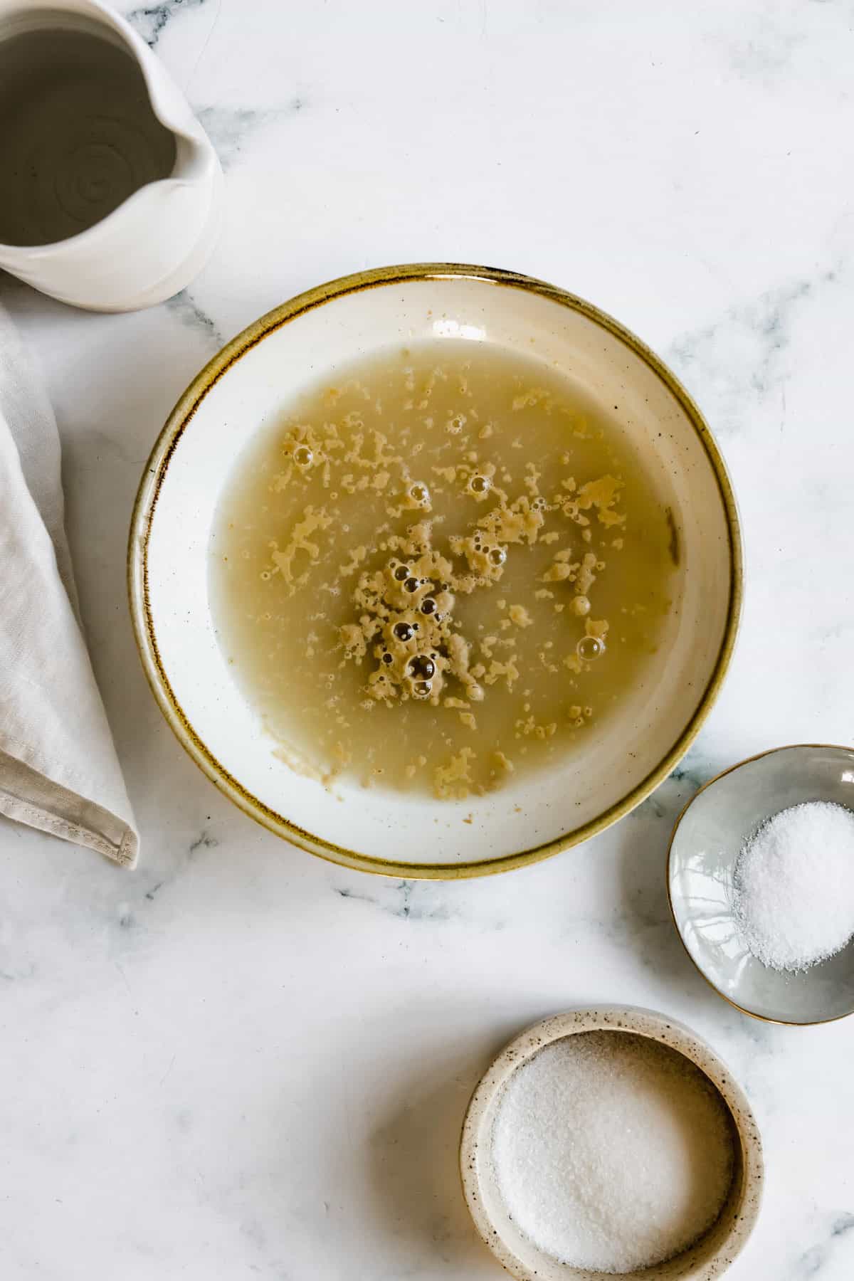 A Bowl of the Yeast Mixture for Gluten-Free Pizza Crust