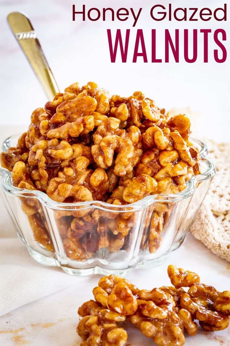 Honey Glazed Walnuts - easy to make with 4 ingredients!