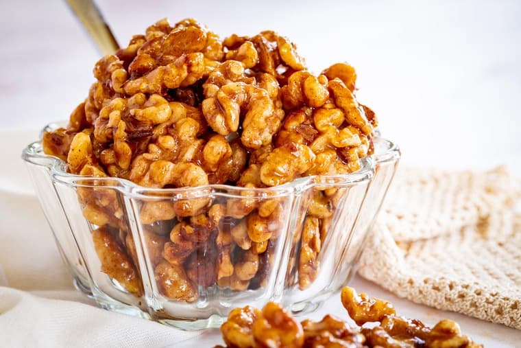 Honey Glazed Walnuts - easy to make with 4 ingredients!