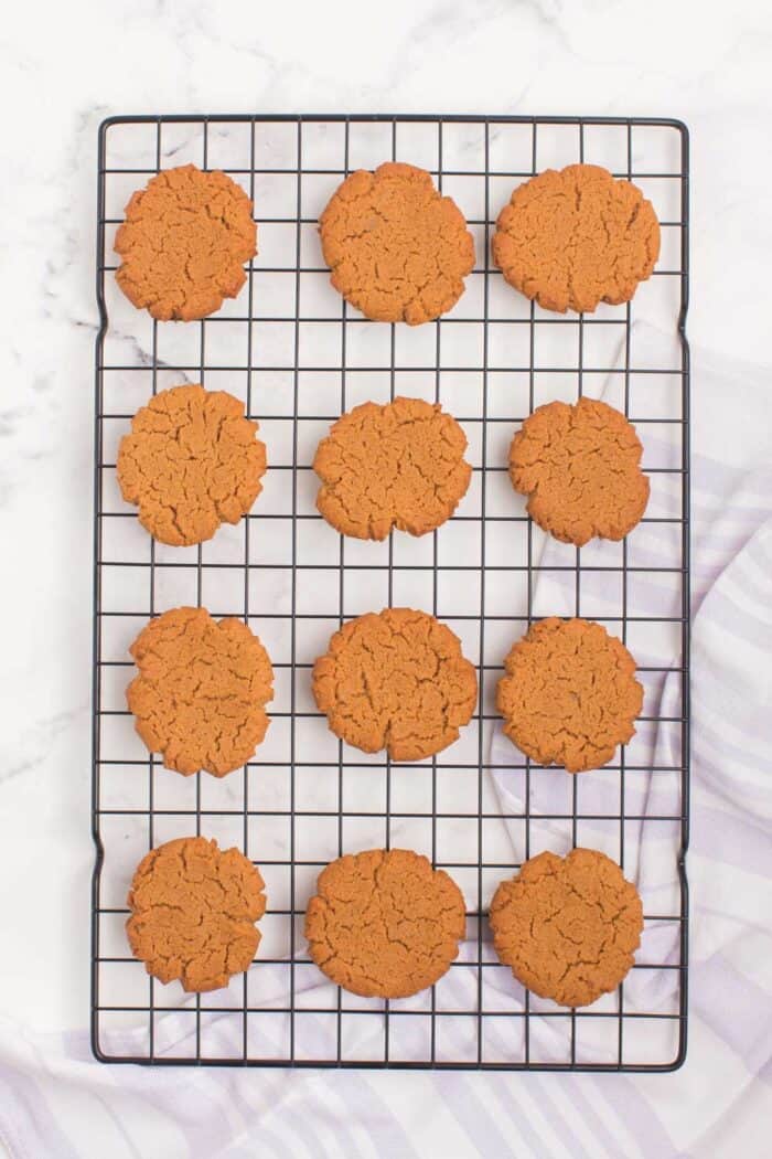 cookies cooling on a wire rack