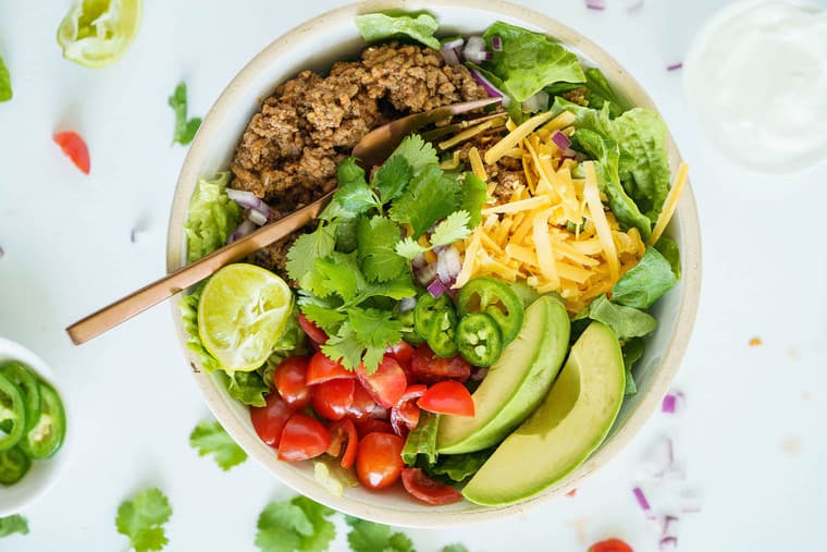 Keto taco salad bowl