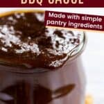 balsamic barbeque sauce dripping over the edge of a jar
