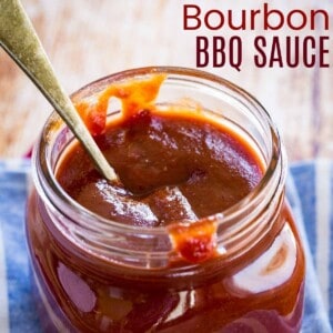spoon in a jar of barbecue sauce