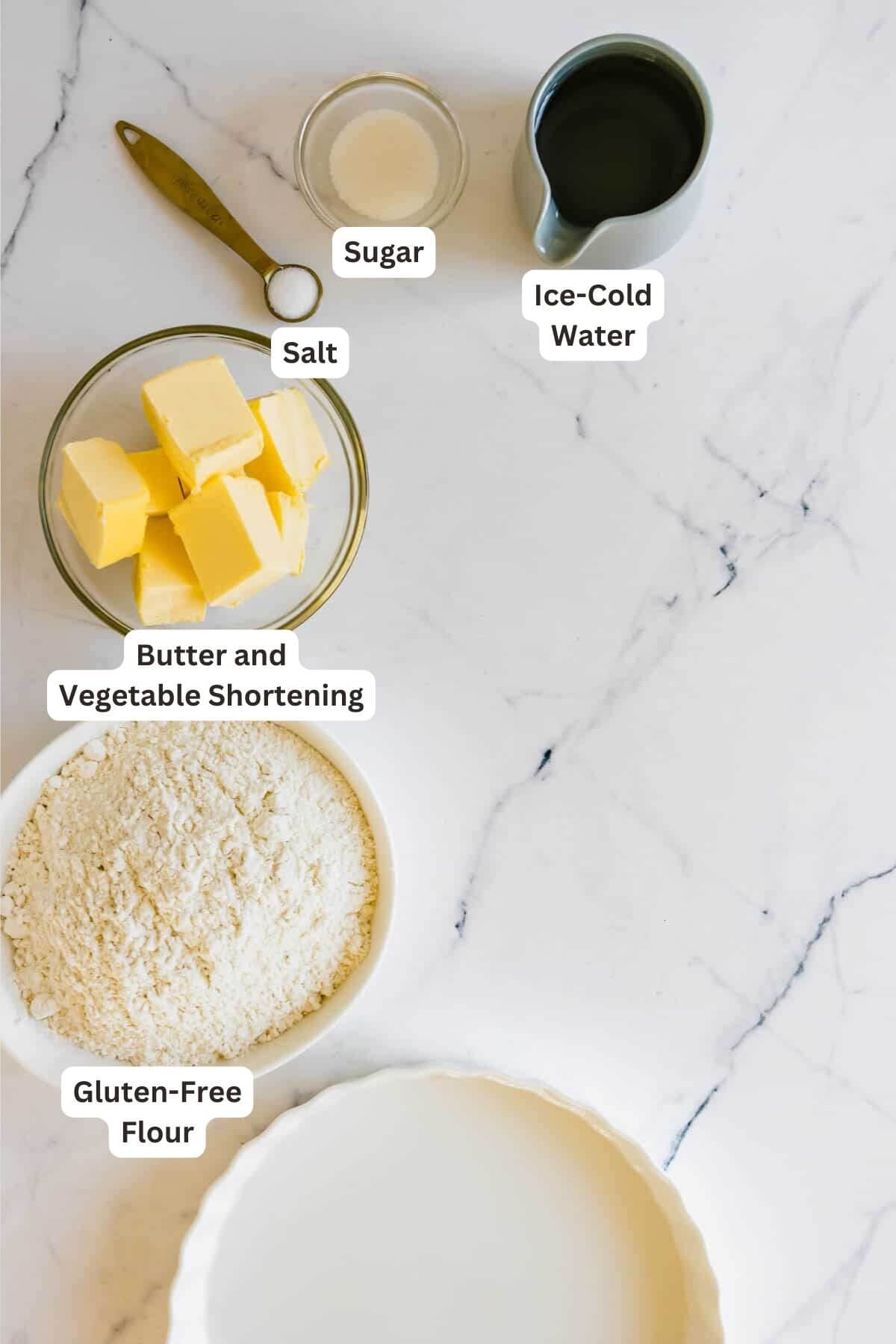 Ingredients for The Best Gluten Free Pie Crust.