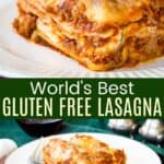 pieces of gluten free lasagna on plates