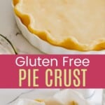 pie dough pressed into a pie plate and then pie weights on parchment on top of the unbaked crust