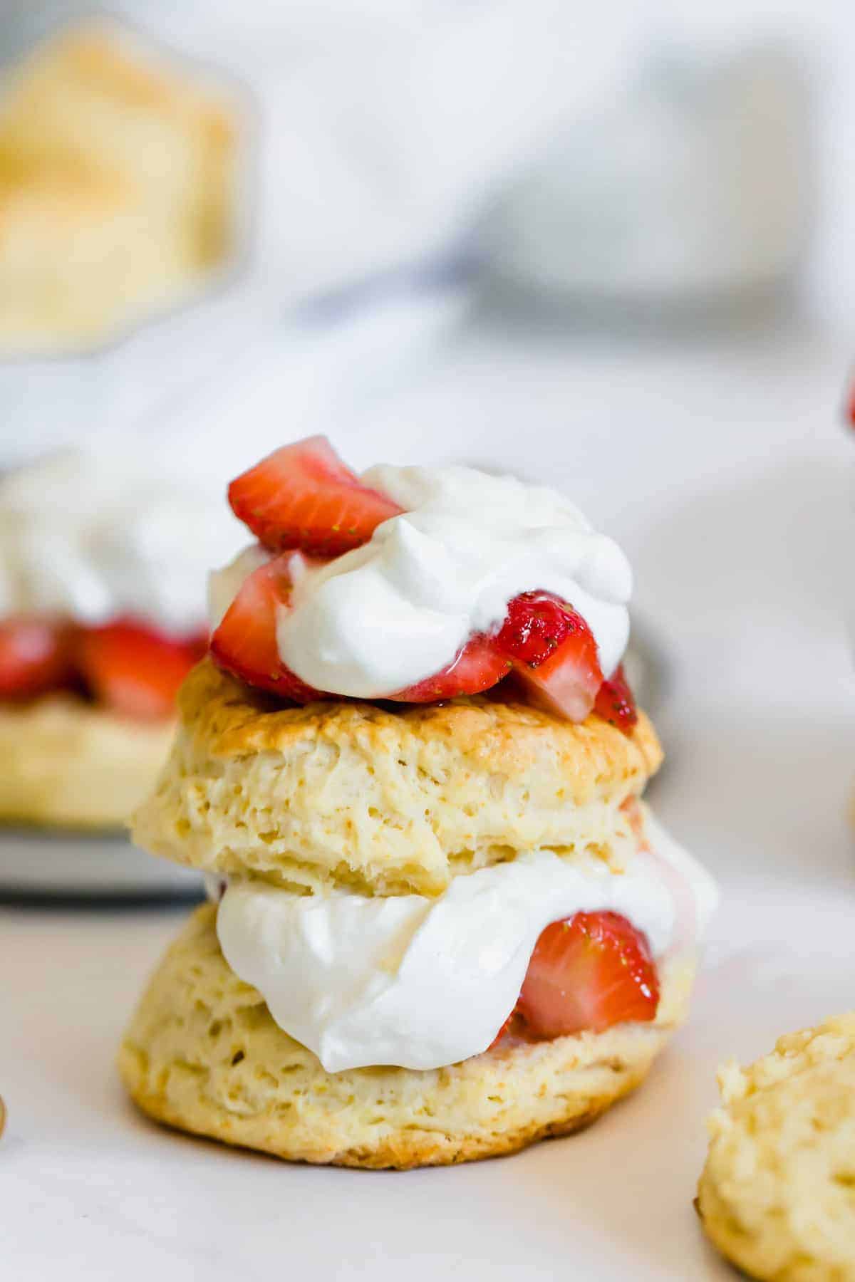 A Close-Up Shot of a Sweet Biscuit Strawberry Shortcake