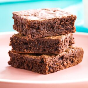 a stack of three gluten free brownies