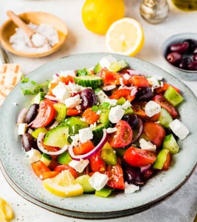 A bowl of Greek salad.