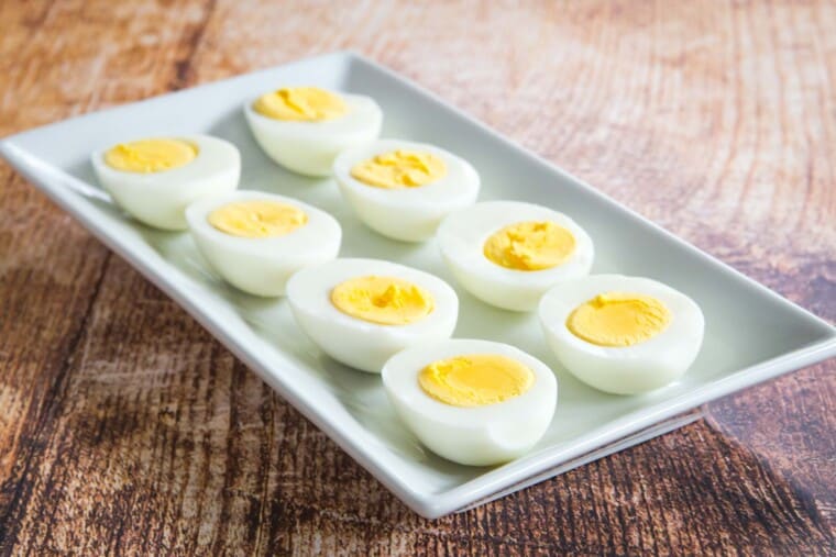 A plate of perfectly cooked Instant Pot hard boiled eggs
