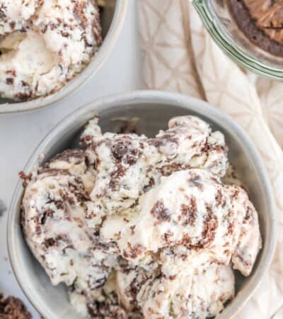 top of a bowl of nutella brownie ice cream