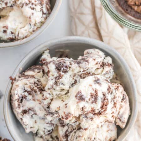 top of a bowl of nutella brownie ice cream