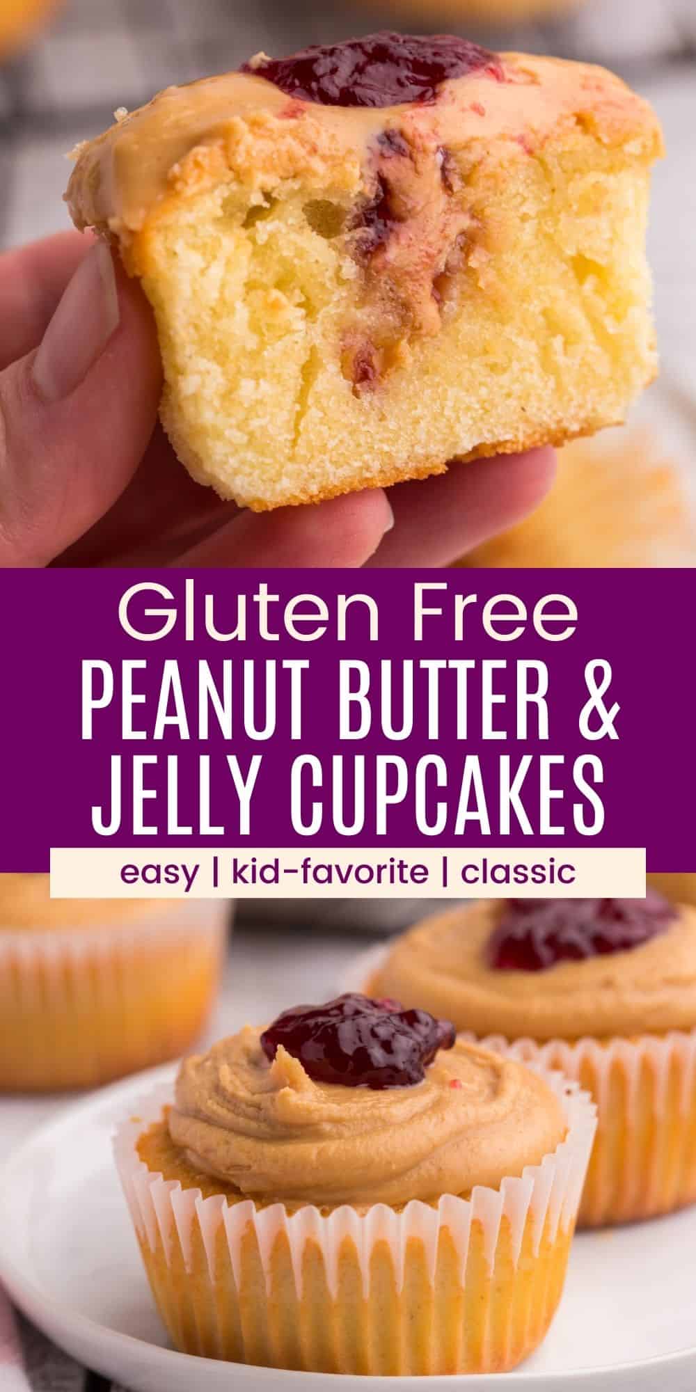 Gluten Free Peanut Butter and Jelly Cupcakes Stuffed with PBJ!